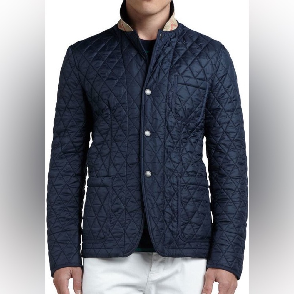 Burberry Navy Quilted Lightweight Jacket